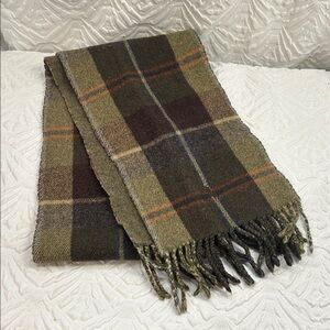 Polo Ralph Lauren Lambswool Plaid Scarf Made in Italy Fringe